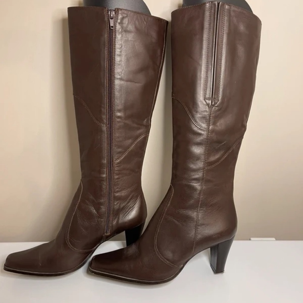 TILT Rich Brown Leather Heeled Boots